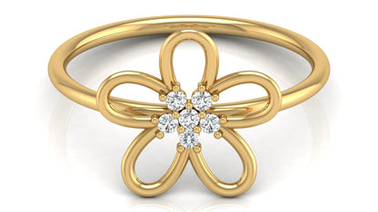 0.08 Ct IGI Certified Lab Grown Diamond Floral Finger Ring 14K | 18K Gold VS1/G