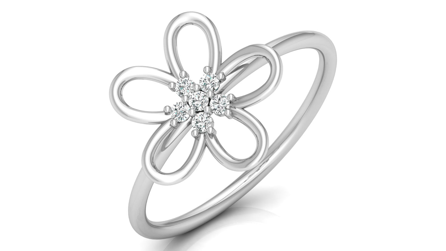 0.08 Ct IGI Certified Lab Grown Diamond Floral Finger Ring 14K | 18K Gold VS1/G
