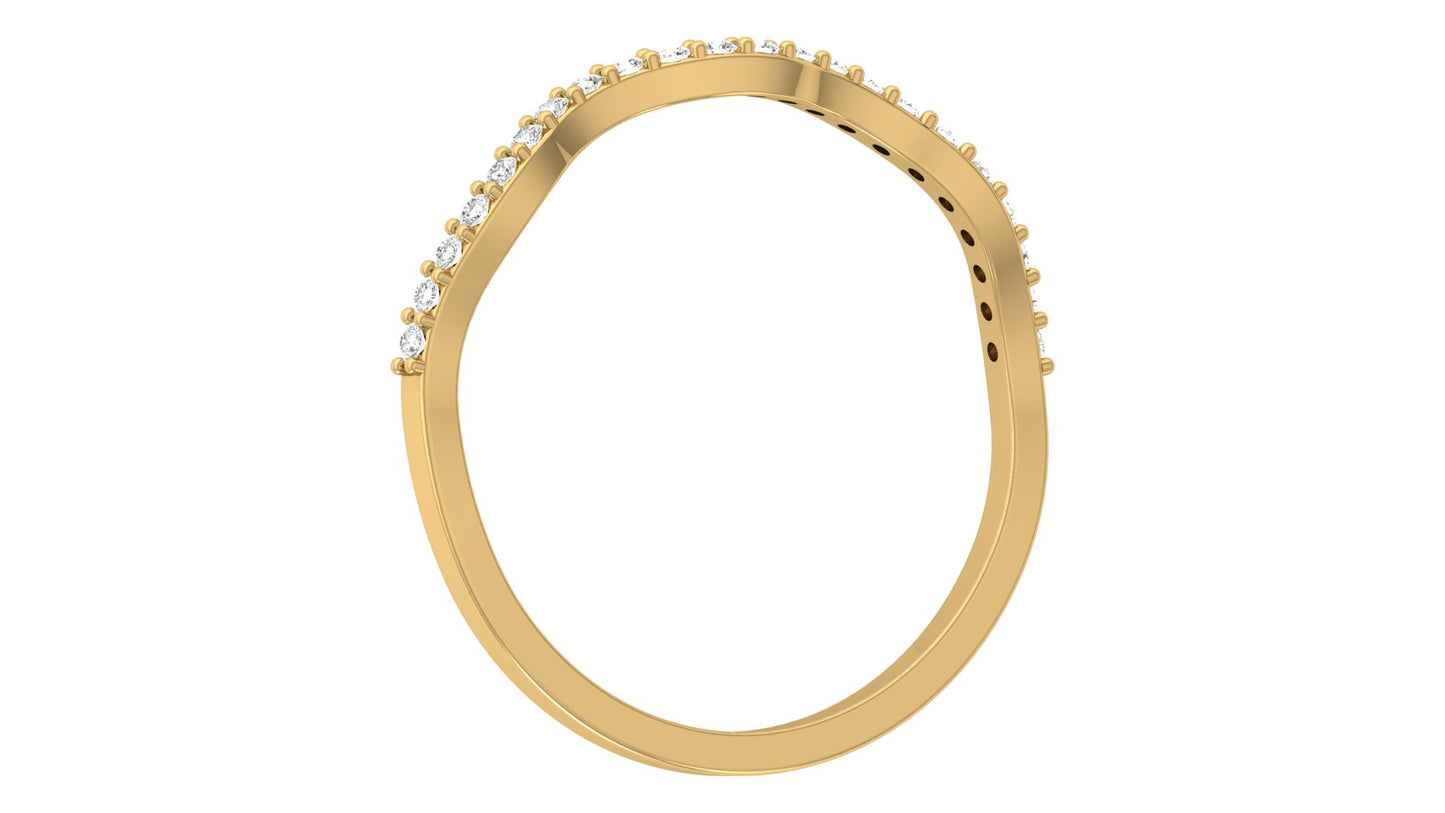 0.11Ct IGI Certified Lab Grown Diamond Curved Wavy Ring 14K | 18K Gold VS1/G