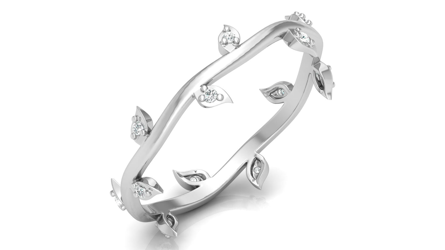 0.04Ct IGI Certified Lab Grown Diamond Leaf Branch Engagement Ring 14K | 18K Gold VS1/G