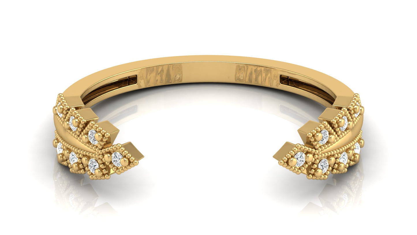 0.05Ct IGI Certified Lab Grown Diamond Studded Open Ring 14K | 18K Gold VS1/G