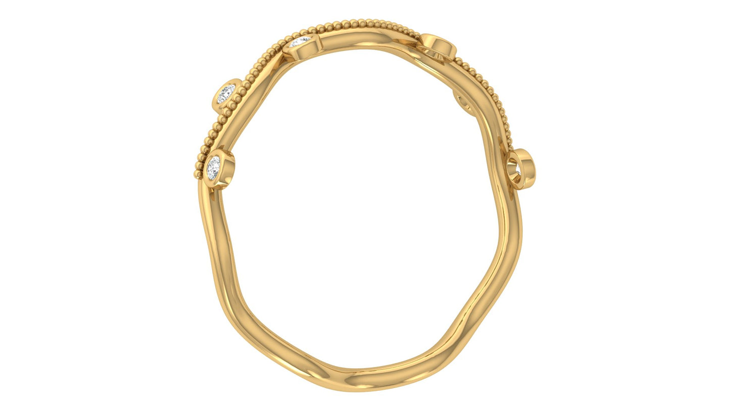 0.06Ct IGI Certified Lab Grown Diamond Wavy Ring 14K | 18K Gold VS1/G