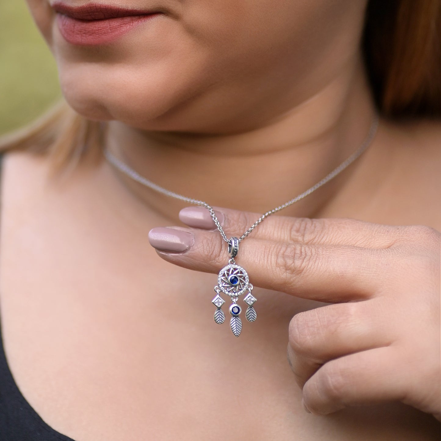 925 Sterling Silver Dream Catcher Pendant Necklace For Women