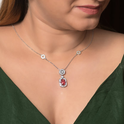 925 Sterling Silver Cubic Zircon Pendant Necklace For Women | Blue | Pink