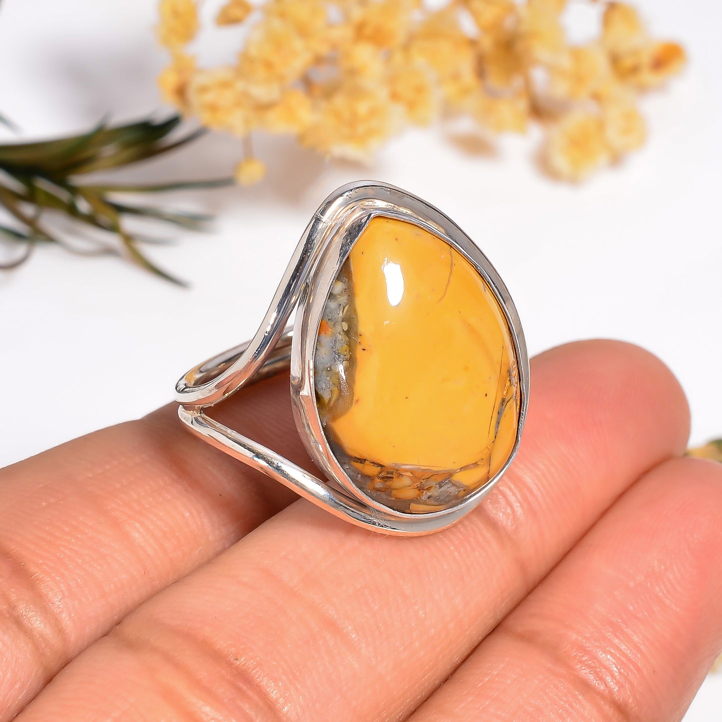 Mookaite Jasper Gemstone Ring, Adjustable Silver Ring, Handcrafted Pear Shape Gemstone Ring, Handmade Gift for Her