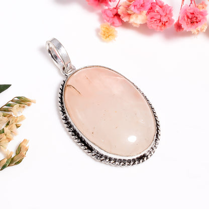 Rose Quartz Gemstone Healing Pendant | Natural Pink Crystal Necklace | 925 Silver Bohemian Jewelry | Heart Chakra Stone | Gift for Women
