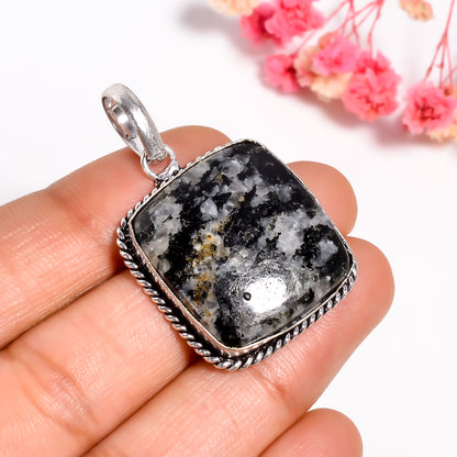 Cushion Shape Jasper Gemstone Necklace Pendant | Natural Gemstone Jewelry | Handcrafted 925 Silver Pendant | Boho Jewelry Gift for Her