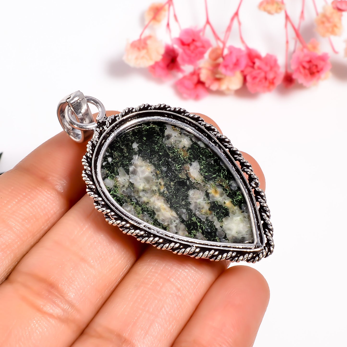 Jasper Gemstone Pendant, Teardrop Shape Necklace Pendant, Natural Jasper Stone Pendant, Boho Gemstone Gift, Necklace Gift for Her