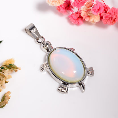 Opalite Sea Turtle Tortoise Necklace, Silver Tortoise Necklace, Sea-life Jewellery, Turtle Charm Pendant, Ocean Inspired Jewelry Gift