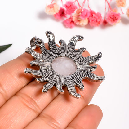 Moonstone Sun Pendant - 925 Silver Sun Necklace - Celestial Jewelry - Healing Crystal Necklace - Spiritual Energy Pendant - Charm Necklace