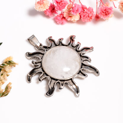 Moonstone Sun Pendant - 925 Silver Sun Necklace - Celestial Jewelry - Healing Crystal Necklace - Spiritual Energy Pendant - Charm Necklace