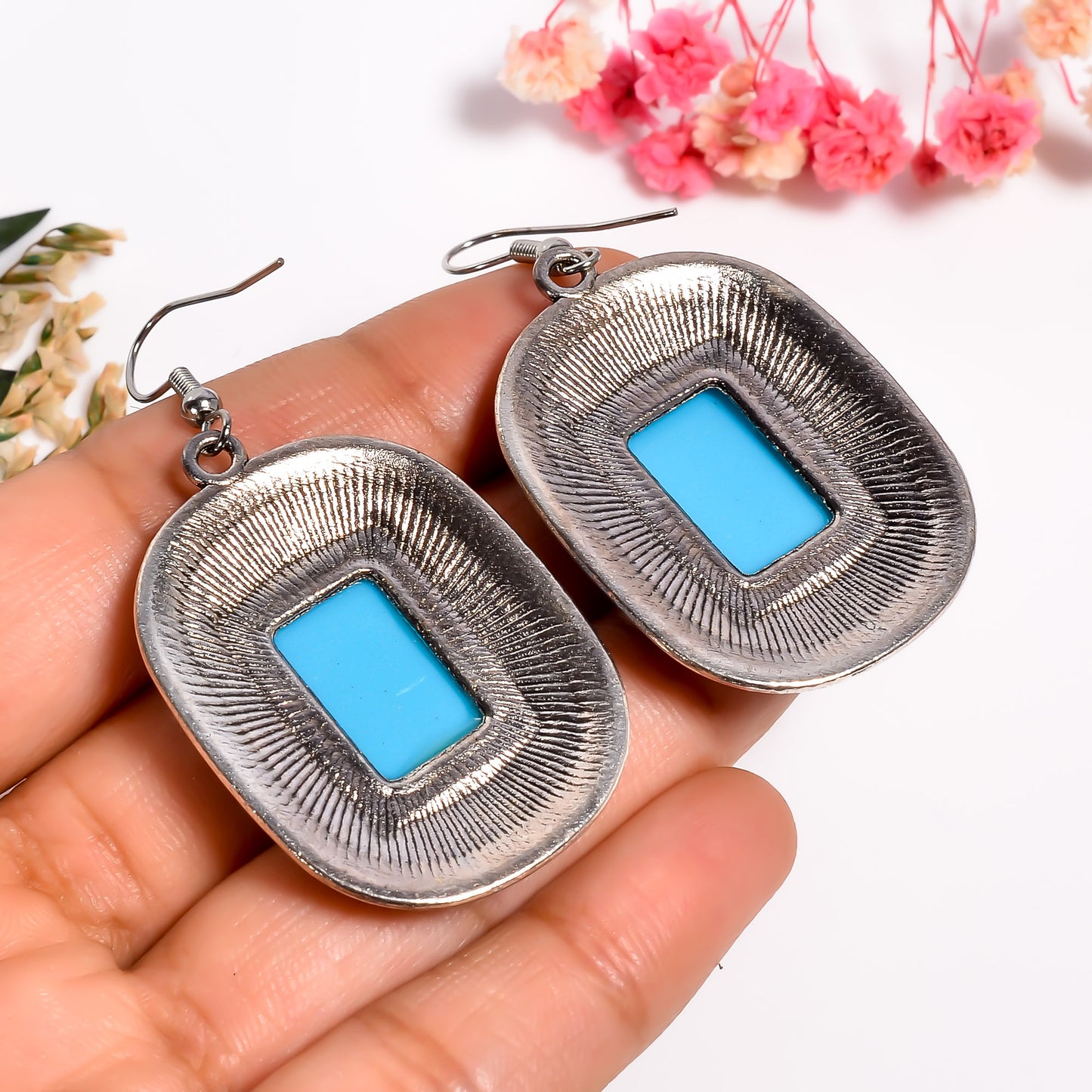 Blue Turquoise Earrings, 925 Silver Natural Turquoise Gemstone Bridal Earrings, Turquoise Silver Earrings, Chandelier Earrings, Gift for Her
