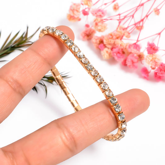 Tennis Bracelet, Stretchable CZ Bracelet, Elastic Bangle for Women, Sparkling Adjustable Stack Bracelet, Bridesmaid Jewelry, Gift for Her