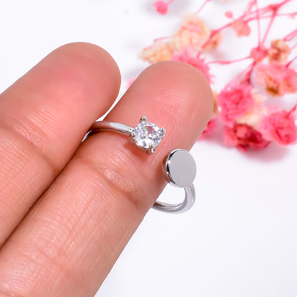 Gold Trove Adjustable Solitaire Round Open Ring for Women, Minimal Silver Band with Polished Circle Design, Elegant Everyday Jewelry Gift