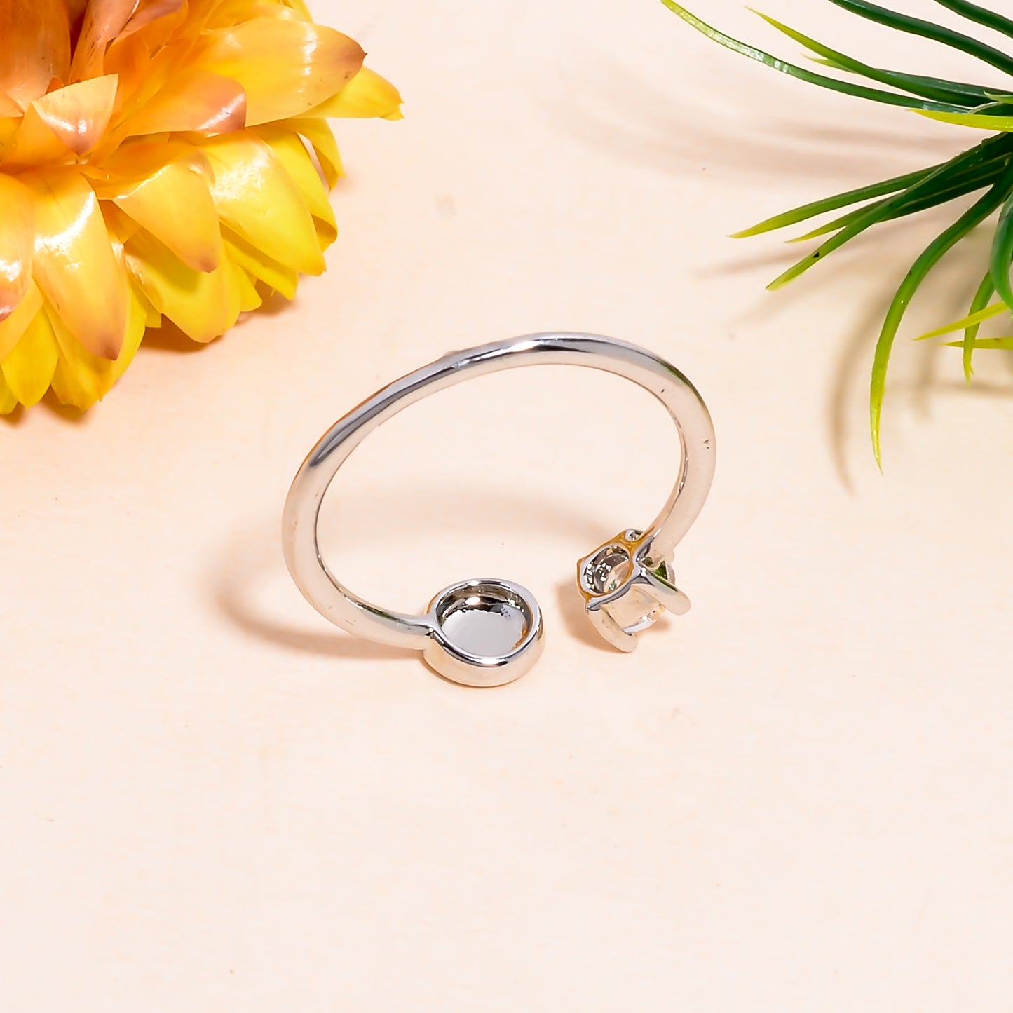 Gold Trove Adjustable Solitaire Round Open Ring for Women, Minimal Silver Band with Polished Circle Design, Elegant Everyday Jewelry Gift