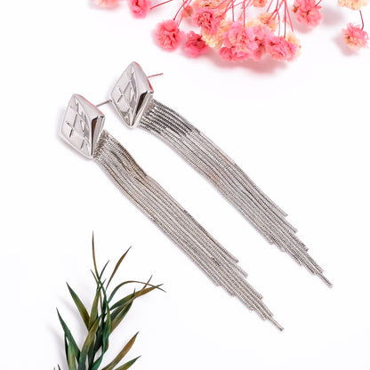 Silver Plated Tassel Earrings, Multi Strand Chain Chain Dangle Earrings, Statment Jewelry, Bridesmaid Earrings, Gift for Her