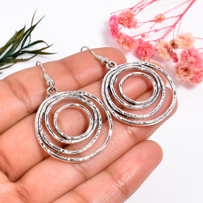 Bohemian Statememnt Chandelier Earrings, Circular Drop Earrings, Handmade Spiral Earrings for Womens, Statement Jewelry Gift for Her