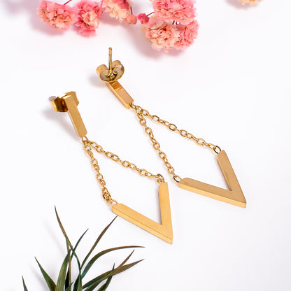 Geometric Drop Earrings for Women, Unique and Stylish drop Jewelry for Daily Wear Parties and Special Occasions, V Shape earrings for womens