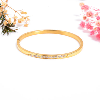 Women Stone Studded Cuff Bracelet, 2.5 Inch Bracelet for Women, Anti Tarmish Stainless Steel Bangle Bracelet, Gift for Her