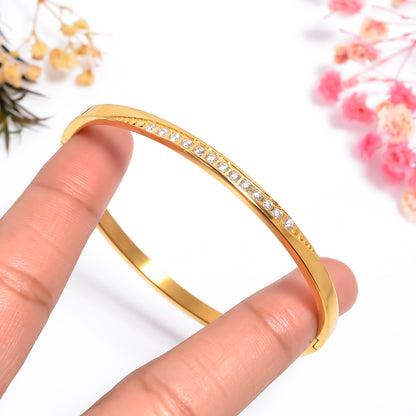 Women Stone Studded Cuff Bracelet, 2.5 Inch Bracelet for Women, Anti Tarmish Stainless Steel Bangle Bracelet, Gift for Her
