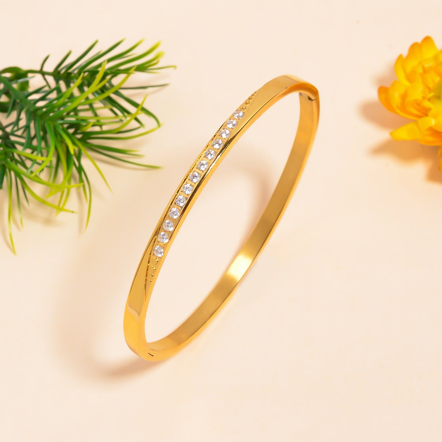 Women Stone Studded Cuff Bracelet, 2.5 Inch Bracelet for Women, Anti Tarmish Stainless Steel Bangle Bracelet, Gift for Her