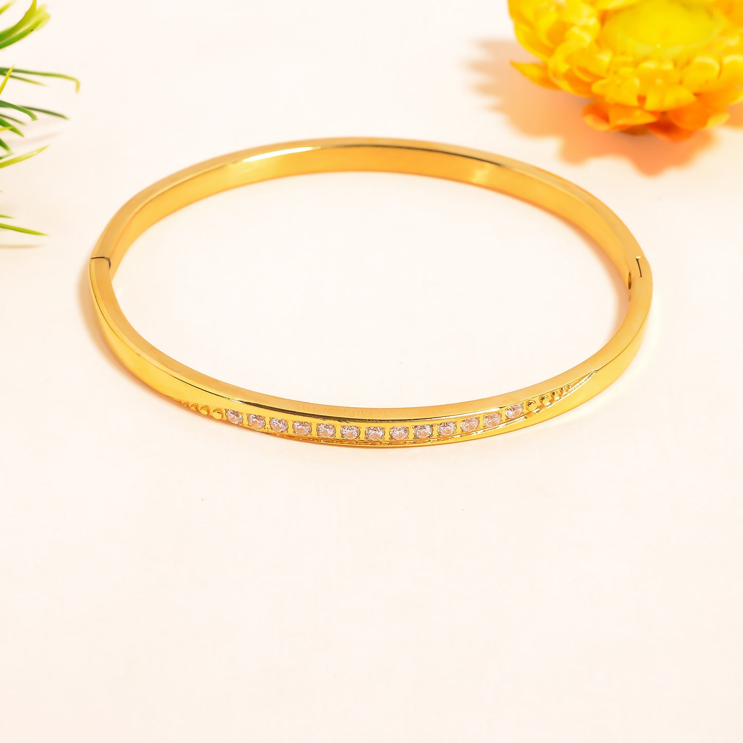 Women Stone Studded Cuff Bracelet, 2.5 Inch Bracelet for Women, Anti Tarmish Stainless Steel Bangle Bracelet, Gift for Her