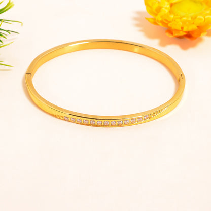 Women Stone Studded Cuff Bracelet, 2.5 Inch Bracelet for Women, Anti Tarmish Stainless Steel Bangle Bracelet, Gift for Her