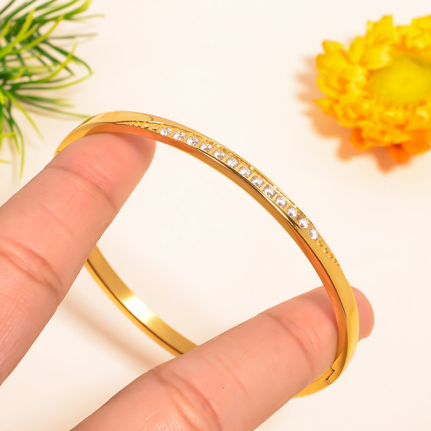 Women Stone Studded Cuff Bracelet, 2.5 Inch Bracelet for Women, Anti Tarmish Stainless Steel Bangle Bracelet, Gift for Her