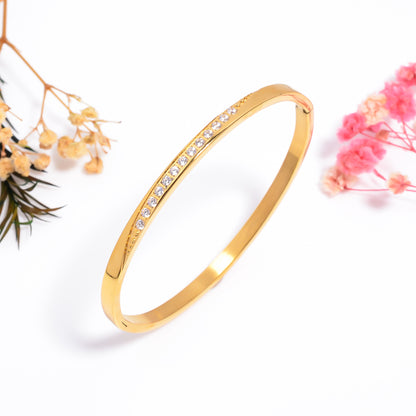 Women Stone Studded Cuff Bracelet, 2.5 Inch Bracelet for Women, Anti Tarmish Stainless Steel Bangle Bracelet, Gift for Her