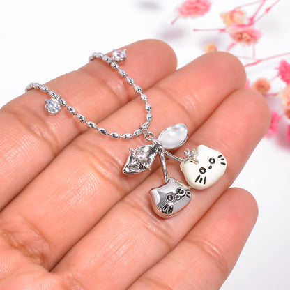 Cute Cat Pendant, Kitty Cat Chic Necklace, Dainty Cat Charm Pendant Chain, Enamel Charm, Pendant for Women, Kitten Necklace, Pet Lover Gift