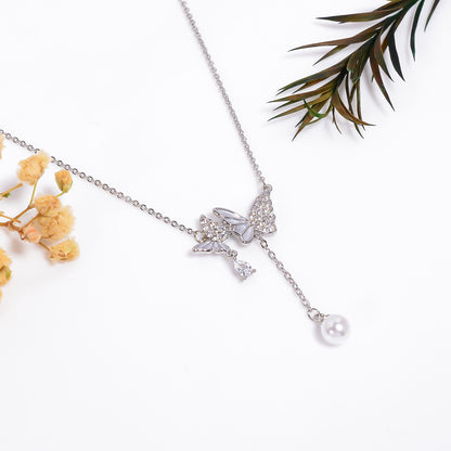 Butterfly Pendant, Tiny butterfly charm necklace, Butterfly Enamel Necklace, Adjustable Chain Necklace, Animal inspired Necklace for her