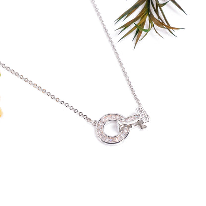 Geometric Pendant with Chain, Party Zircon Trendy Pendants, Circle Necklace with Adjustable Chain, Modern Geometric Pendant, Gift for Her