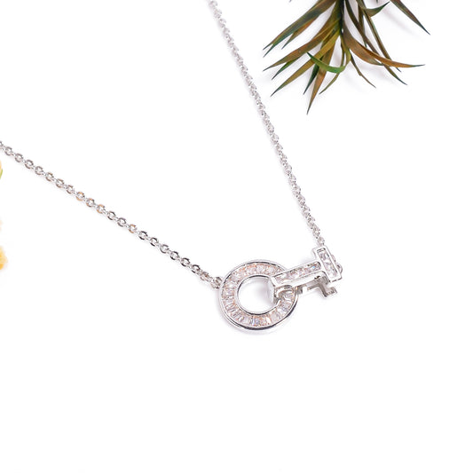 Geometric Pendant with Chain, Party Zircon Trendy Pendants, Circle Necklace with Adjustable Chain, Modern Geometric Pendant, Gift for Her