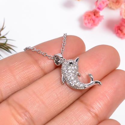 Dolphin pendant necklace, Dolphin Shaped Pendant With Adjustable Chain, Mini Dolphin Charm Pendant, Ocean Necklace, Marine Life Necklace
