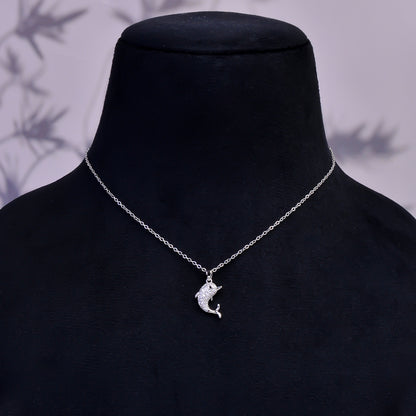 Dolphin pendant necklace, Dolphin Shaped Pendant With Adjustable Chain, Mini Dolphin Charm Pendant, Ocean Necklace, Marine Life Necklace