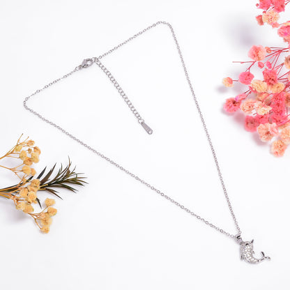 Dolphin pendant necklace, Dolphin Shaped Pendant With Adjustable Chain, Mini Dolphin Charm Pendant, Ocean Necklace, Marine Life Necklace