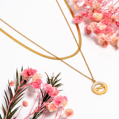 Infinity Necklace, Endless Love Symbol, Infinity Sign Necklace for Women, Double Layer Chain Pendant, Snake Chain Necklace, Adjustable Chain
