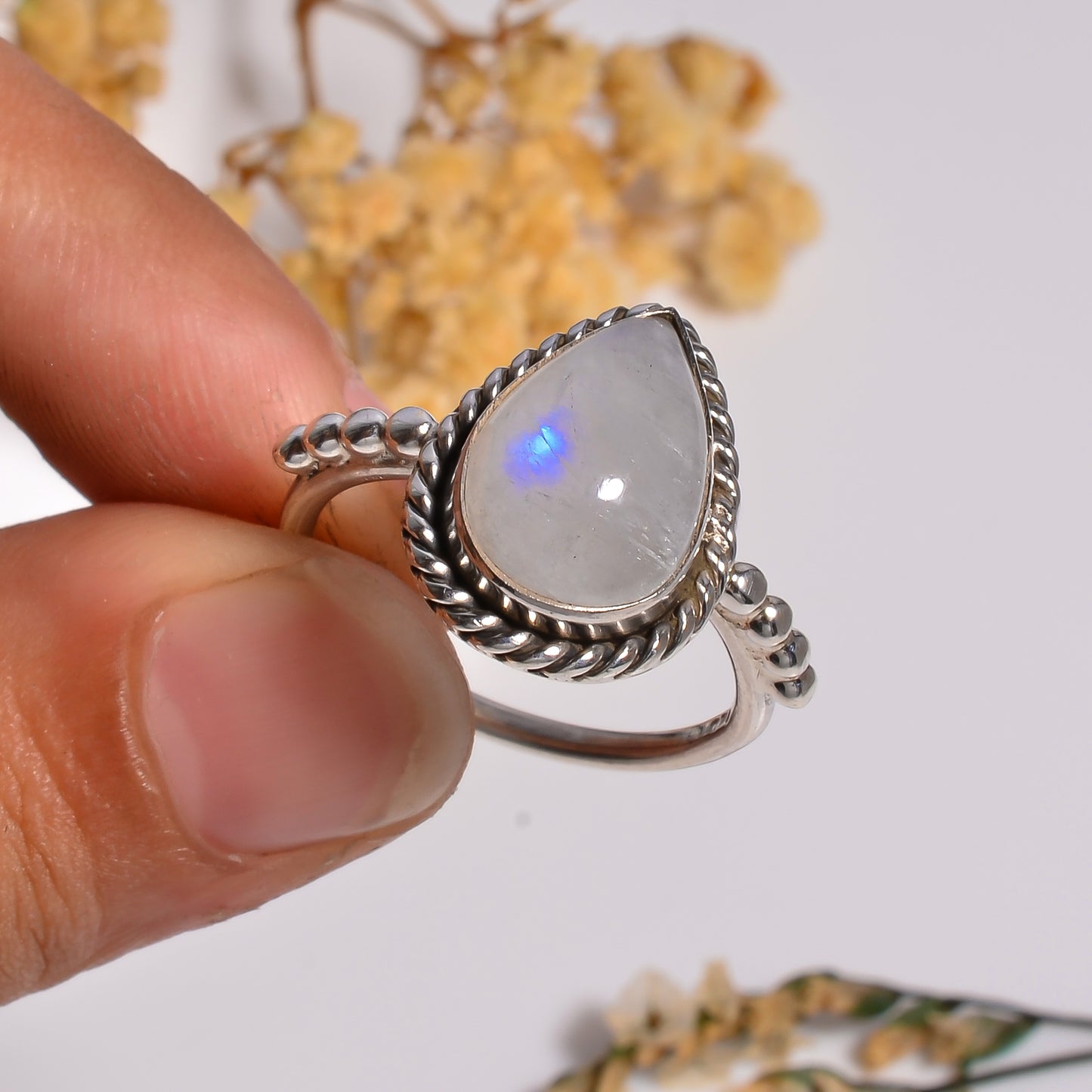 Natural Moonstone Gemstone Ring, 925 Silver Gemstone Jewelry, Handmade Ring for Woman, Anniversary Ring, Wedding Gift for Her