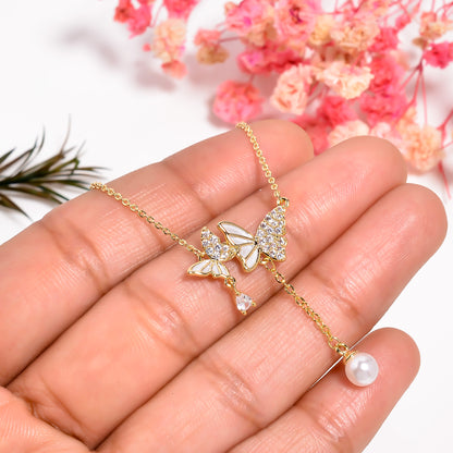 Butterfly Pendant, Tiny butterfly charm necklace, Butterfly Enamel Necklace, Adjustable Chain Necklace, Animal inspired Necklace for her