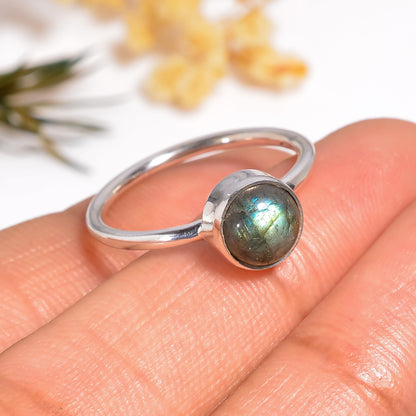 Labradorite Gemstone Silver Ring, Handmade Black Rainbow Gemstone Jewelry, Ring for Women, Gift for Her
