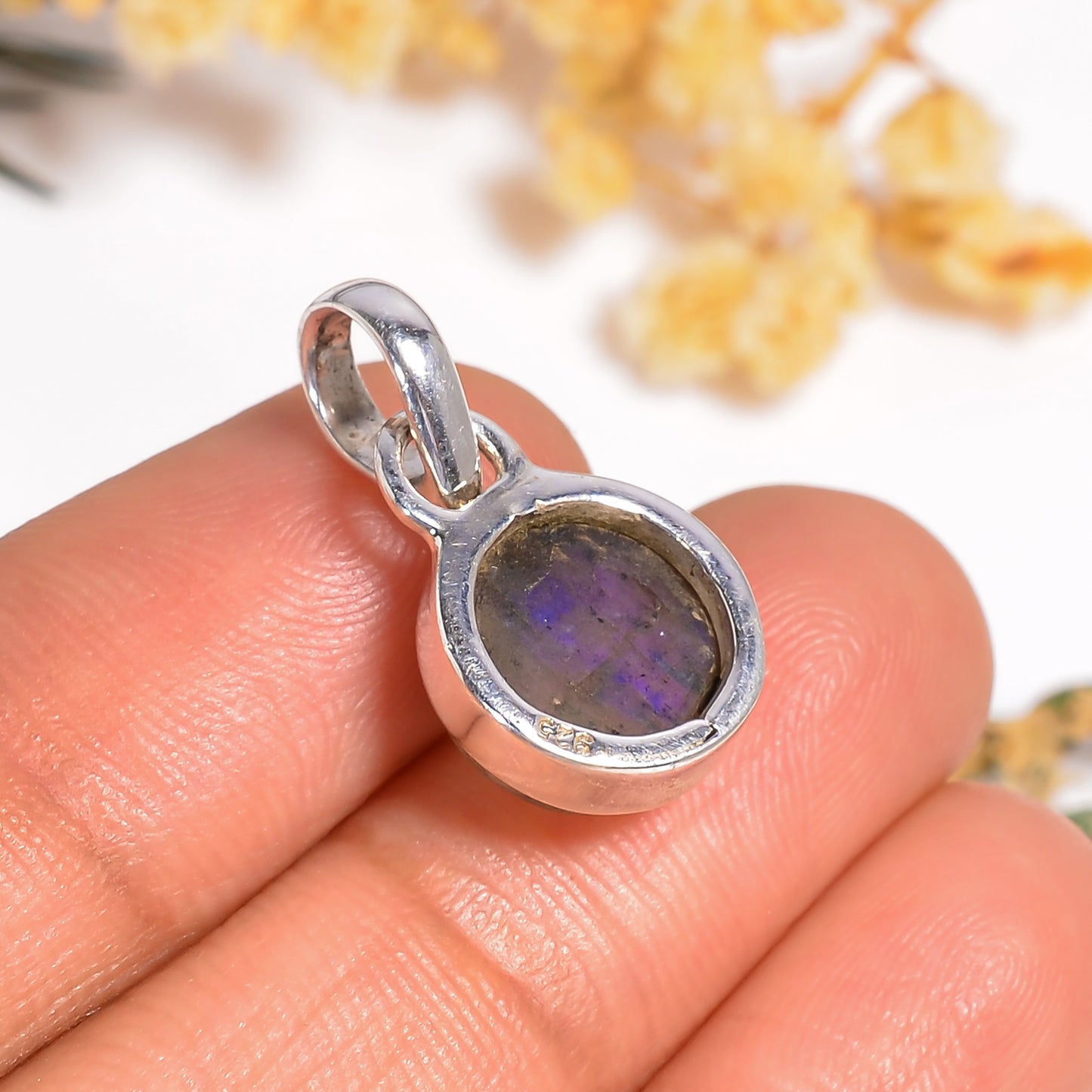 Multi fire Labradorite Gemstone Charm Pendant, Cabochon Gemstone Jewelry, 925 Silver Labradorite Gemstone Pendant for Women, Gift for Her