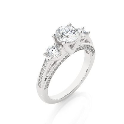 1.98 Ct IGI Certified Lab Grown Diamond Three-Stone Engagement Ring 14K | 18K Gold VS1/G
