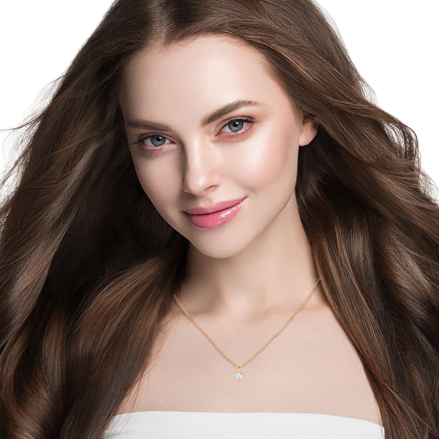 IGI Lab Grown VS1/G Princess cut Diamond Pendant 14K | 18K Gold Women Necklace
