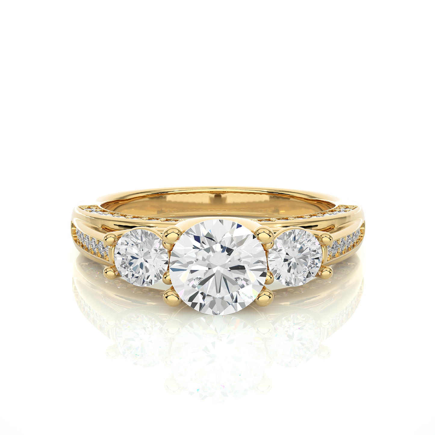 1.98 Ct IGI Certified Lab Grown Diamond Three-Stone Engagement Ring 14K | 18K Gold VS1/G