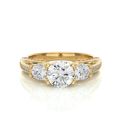 1.98 Ct IGI Certified Lab Grown Diamond Three-Stone Engagement Ring 14K | 18K Gold VS1/G