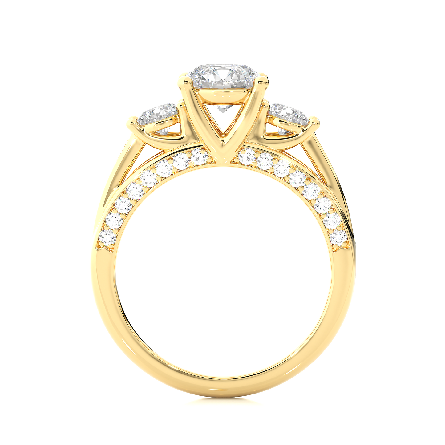 1.98 Ct IGI Certified Lab Grown Diamond Three-Stone Engagement Ring 14K | 18K Gold VS1/G