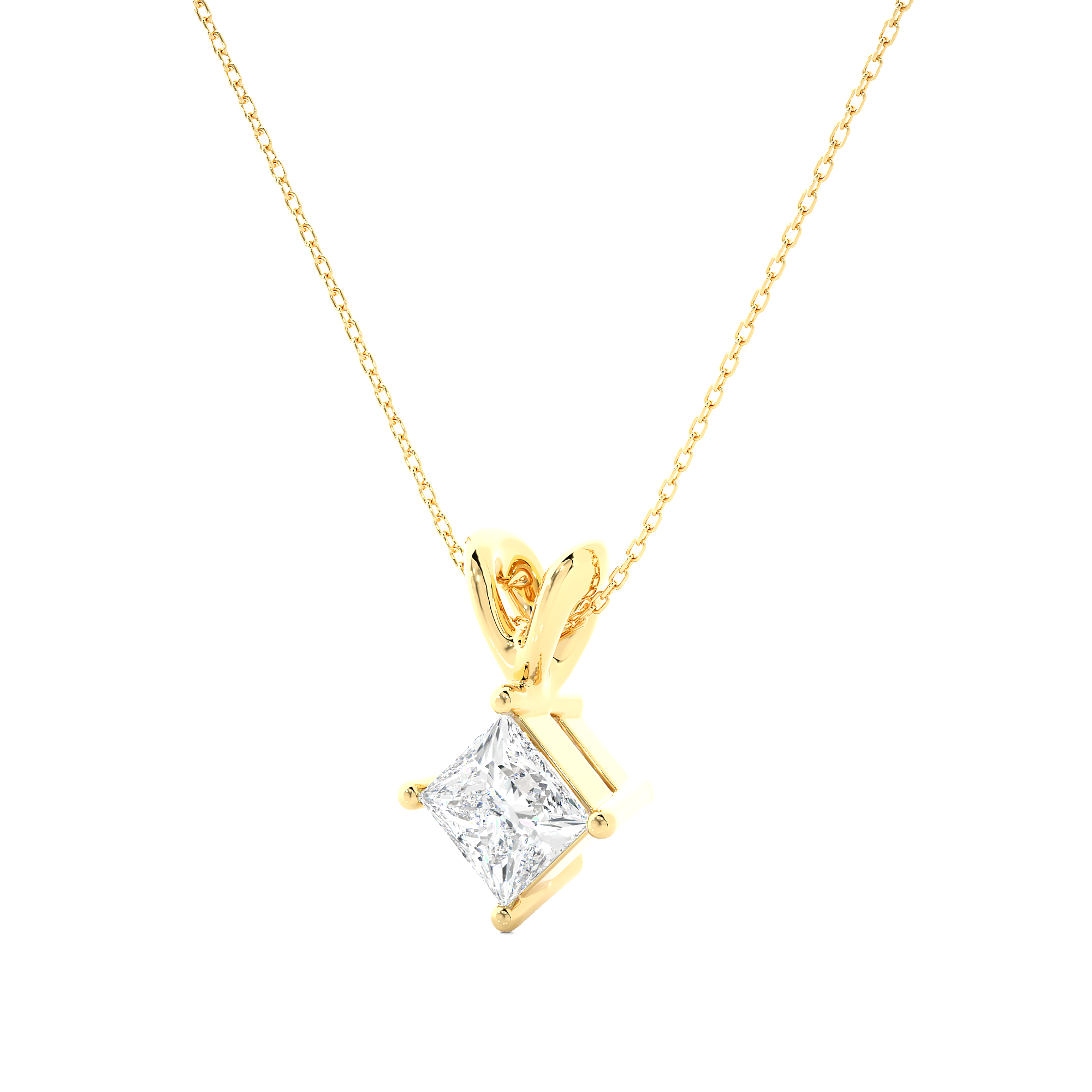 IGI Lab Grown VS1/G Princess cut Diamond Pendant 14K | 18K Gold Women Necklace