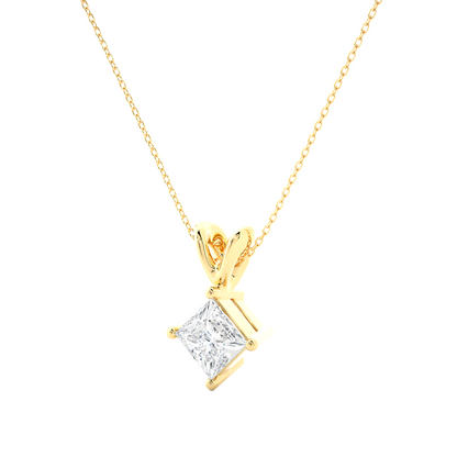 IGI Lab Grown VS1/G Princess cut Diamond Pendant 14K | 18K Gold Women Necklace