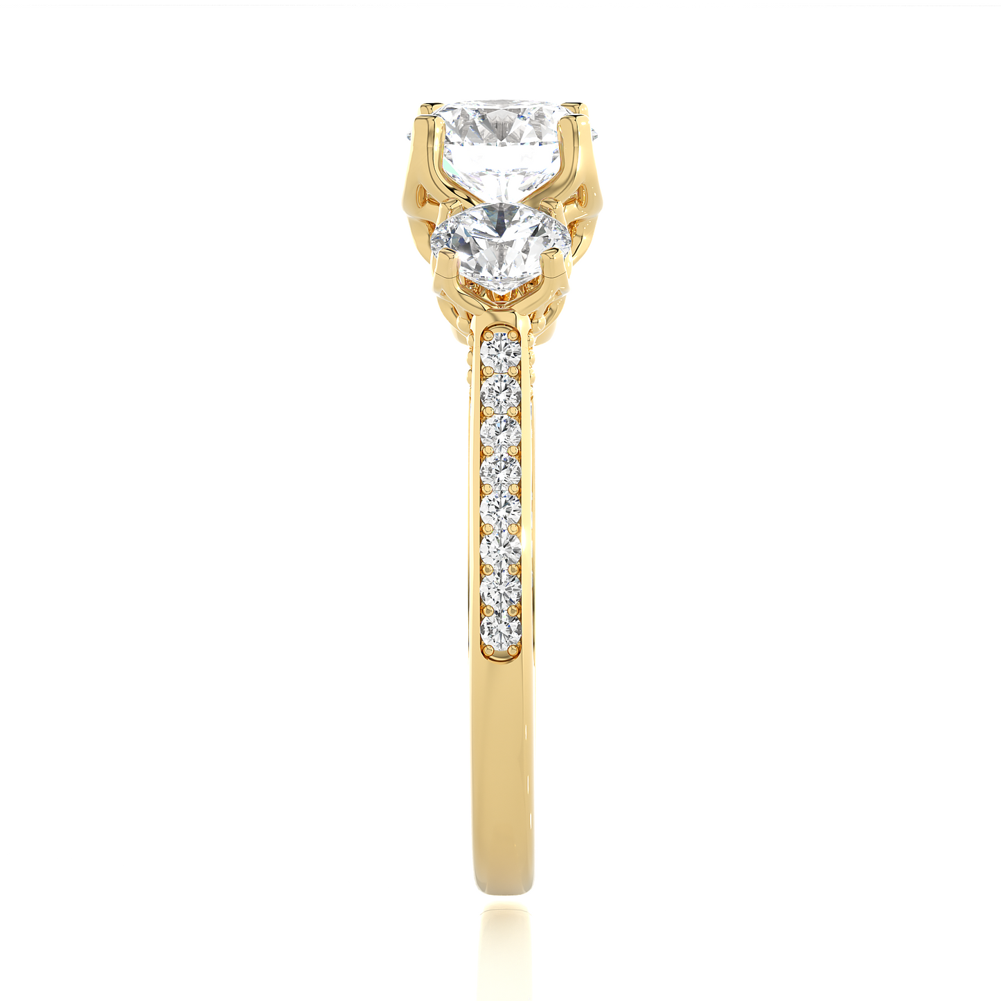 1.9 Ct IGI Certified Lab Grown Diamond Three-Stone Engagement Ring 14K | 18K Gold VS1/G
