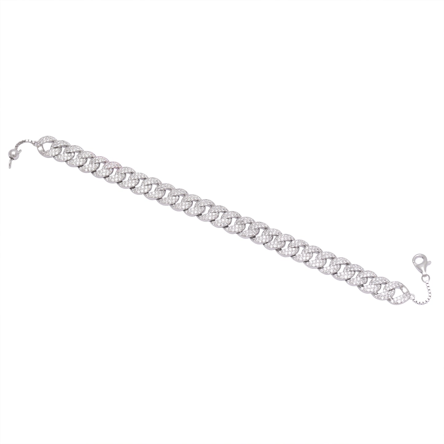925 Sterling Silver Cuban Link Bracelet 7mm Women Tennis Chain 7.3 in Stackable